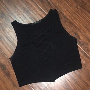 Black Caged Crop Top